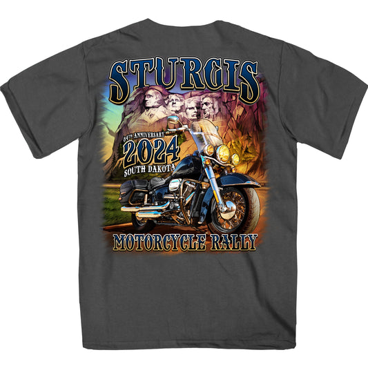 2024 Sturgis Motorcycle Rally Rushmore Charcoal Tee Shirt SPB1132