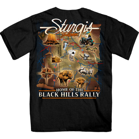 2024 Sturgis Motorcycle Rally Attractions Black T-shirt SPB1151