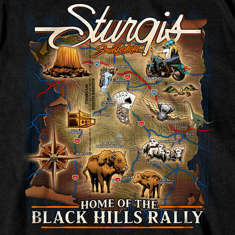 2024 Sturgis Motorcycle Rally Attractions Black T-shirt SPB1151