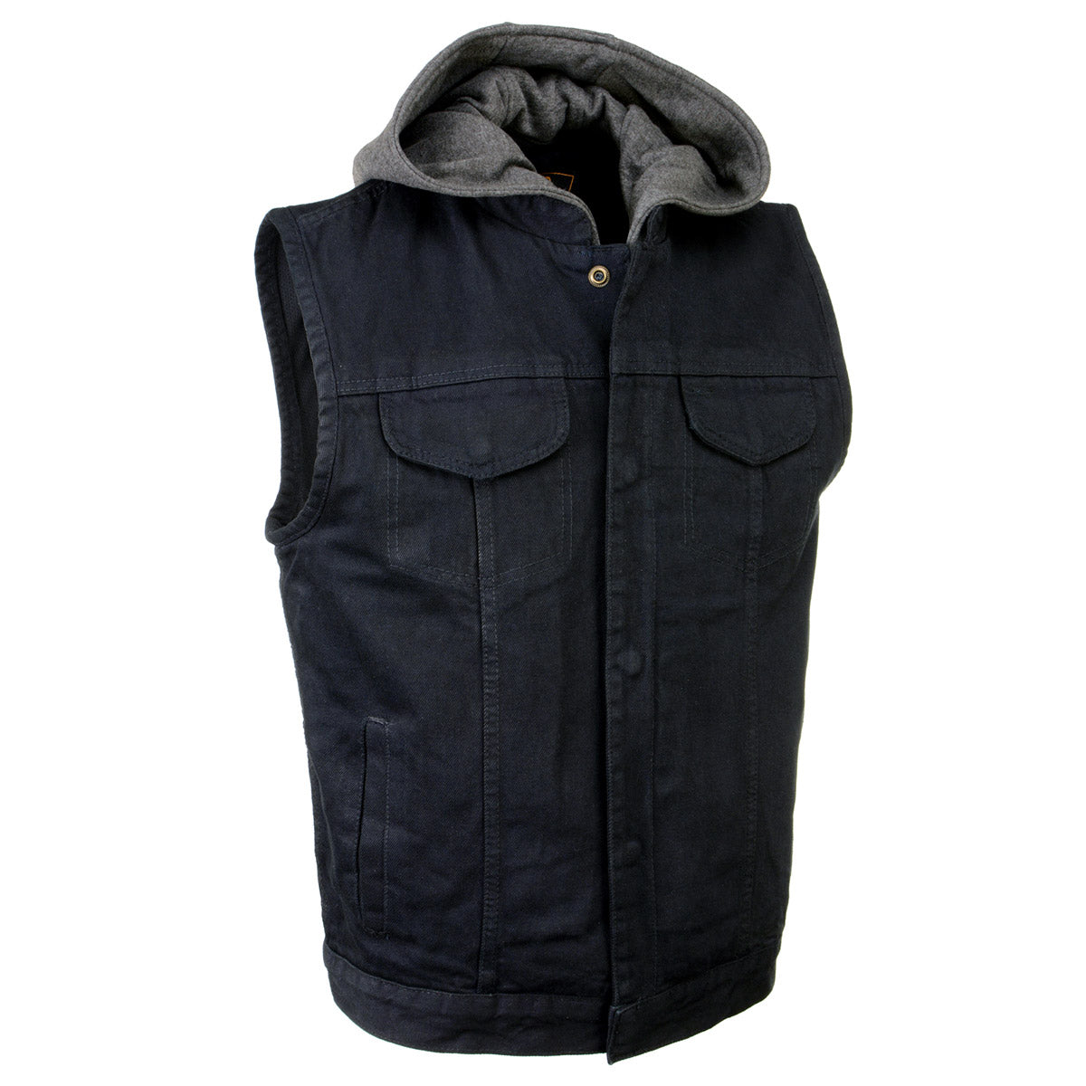 Black denim motorcycle vest on sale