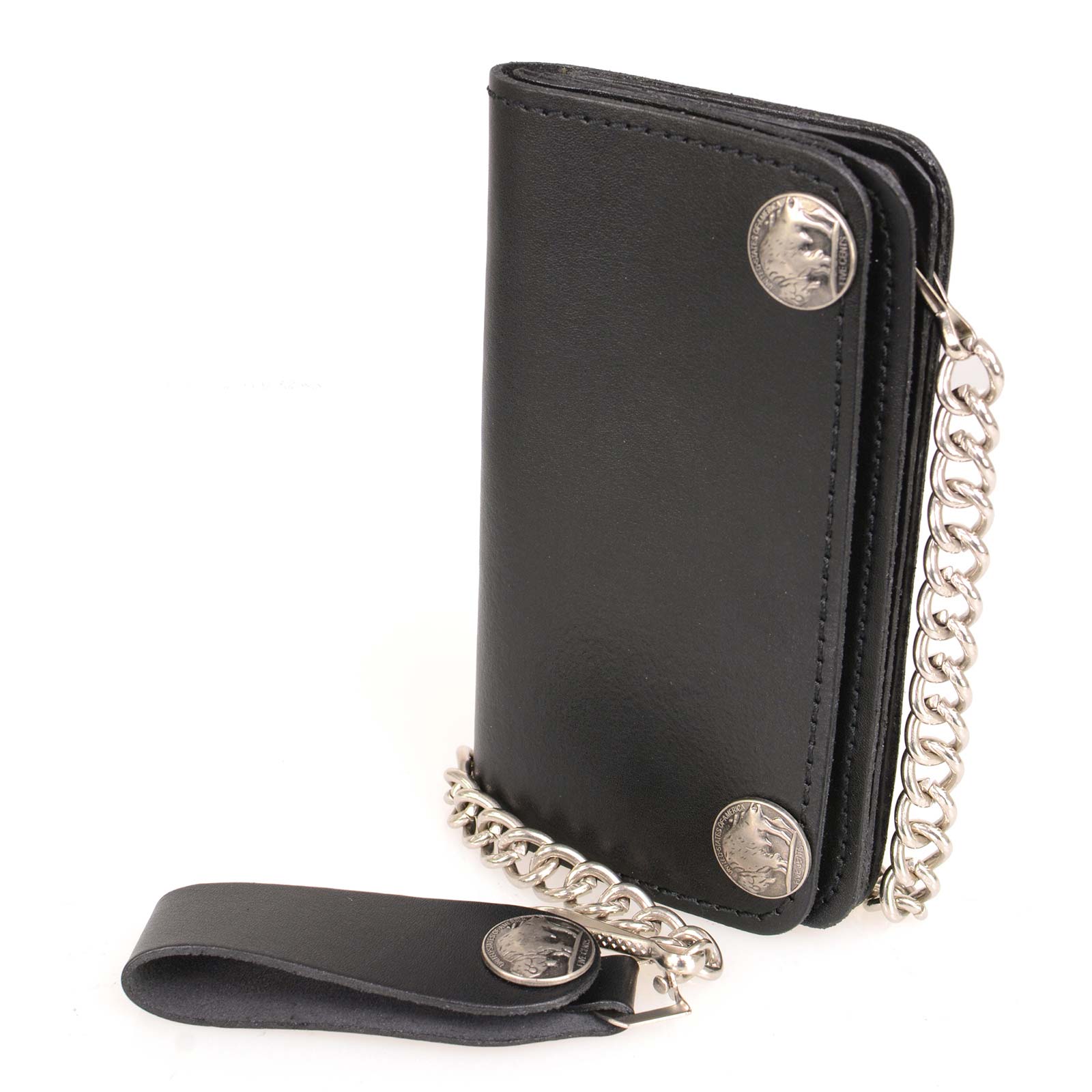 Bags  Chain Wallets For Men Buffalo Leather Rfid Blocking Long