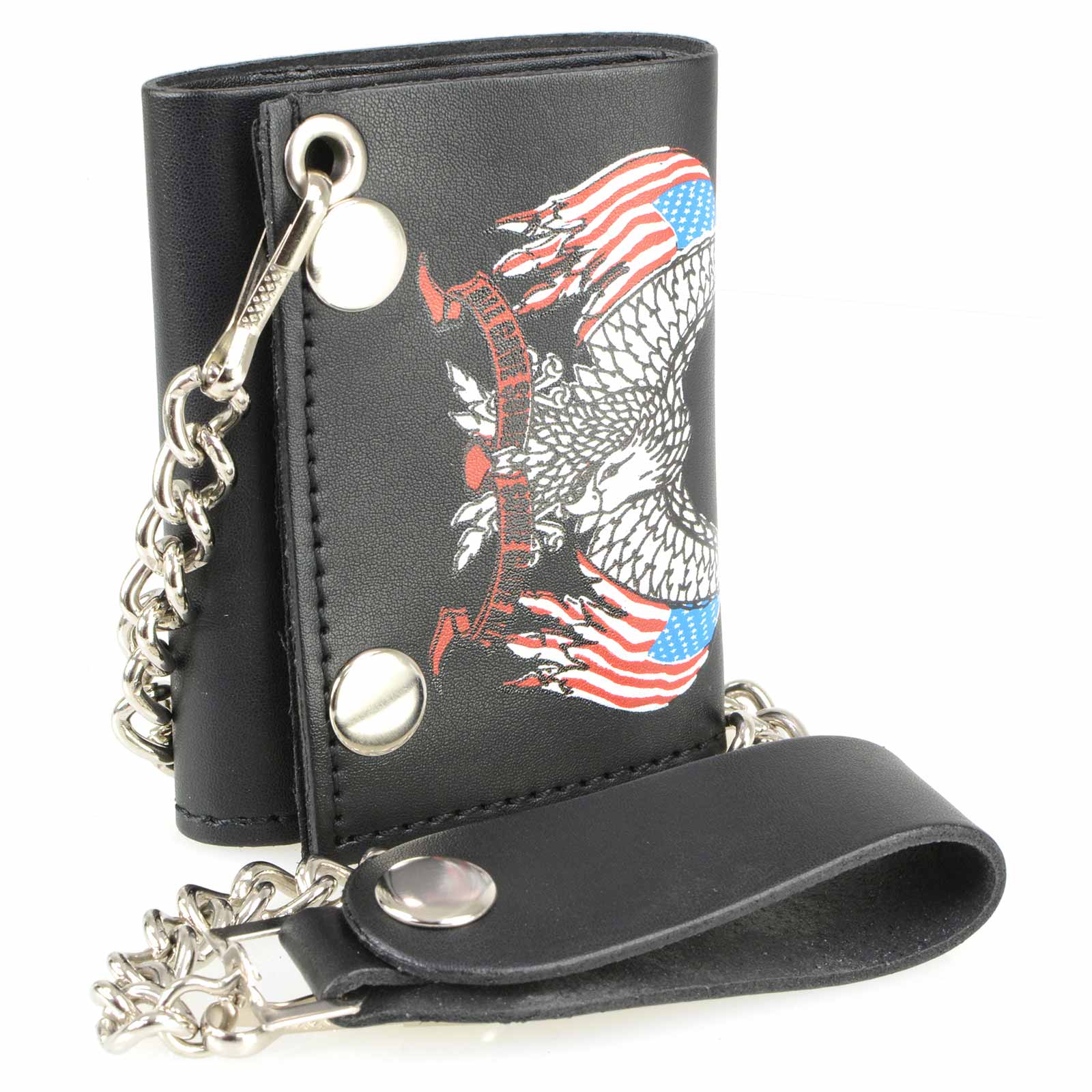Hot Leathers Tri-Fold Wallet - Black Soft Leather Traditional Design With ID & Card Slots