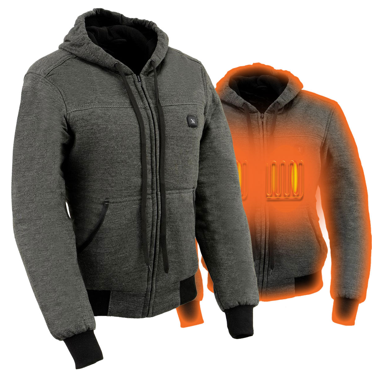 Nexgen Heat NXL2713SET Women 'Heated' Front Zipper Grey Hoodie Jacket for Outdoor Activities w/ Battery Pack