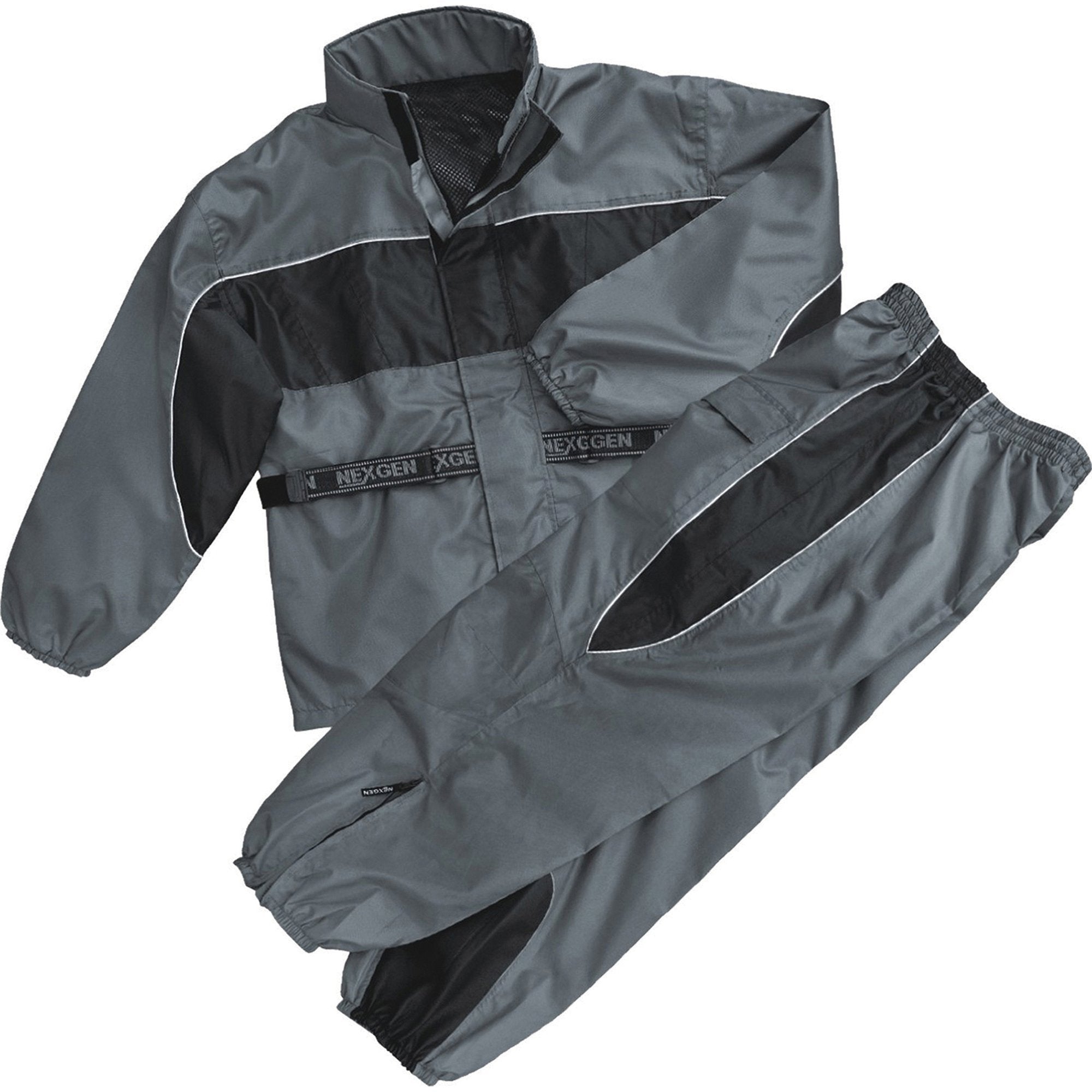 NexGen SH2216 Men's Oxford Black and Gray Rain Suit Water