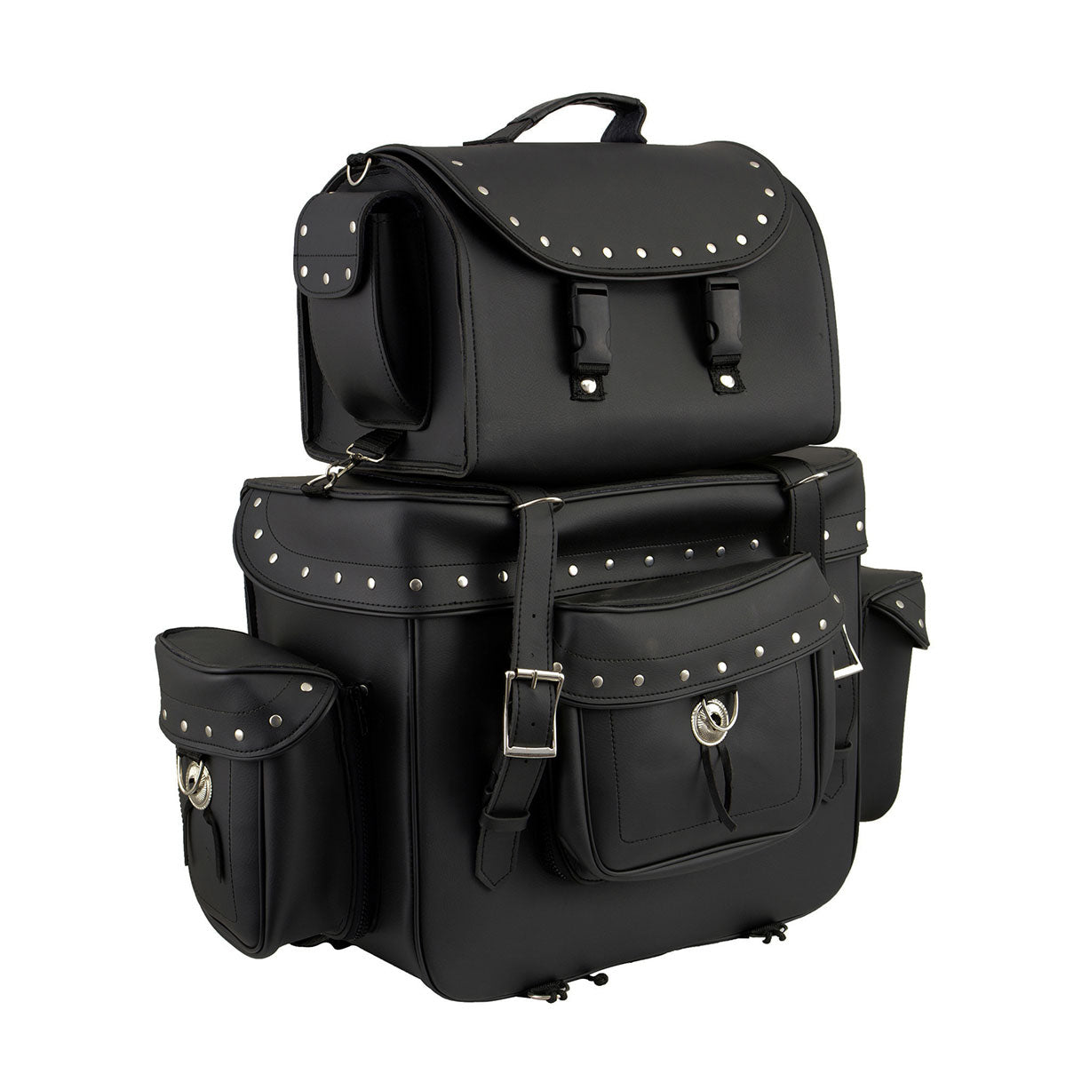 Milwaukee Leather SH660 Large Black 2-Piece PVC Motorcycle Touring Pack