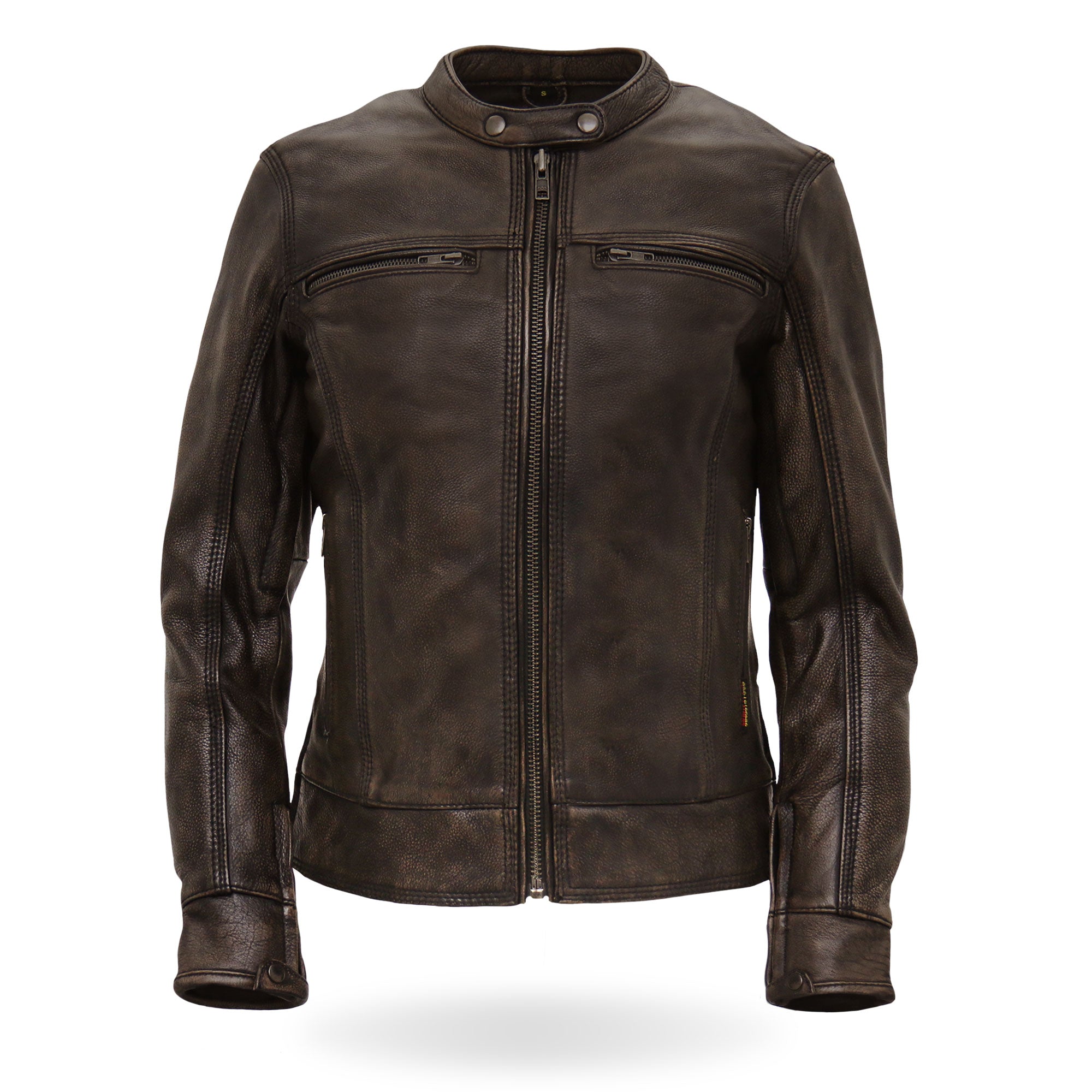 Hot Leathers JKL1024 Ladies Distressed Brown Motorcycle Leather Biker Jacket with Concealed carry Pockets