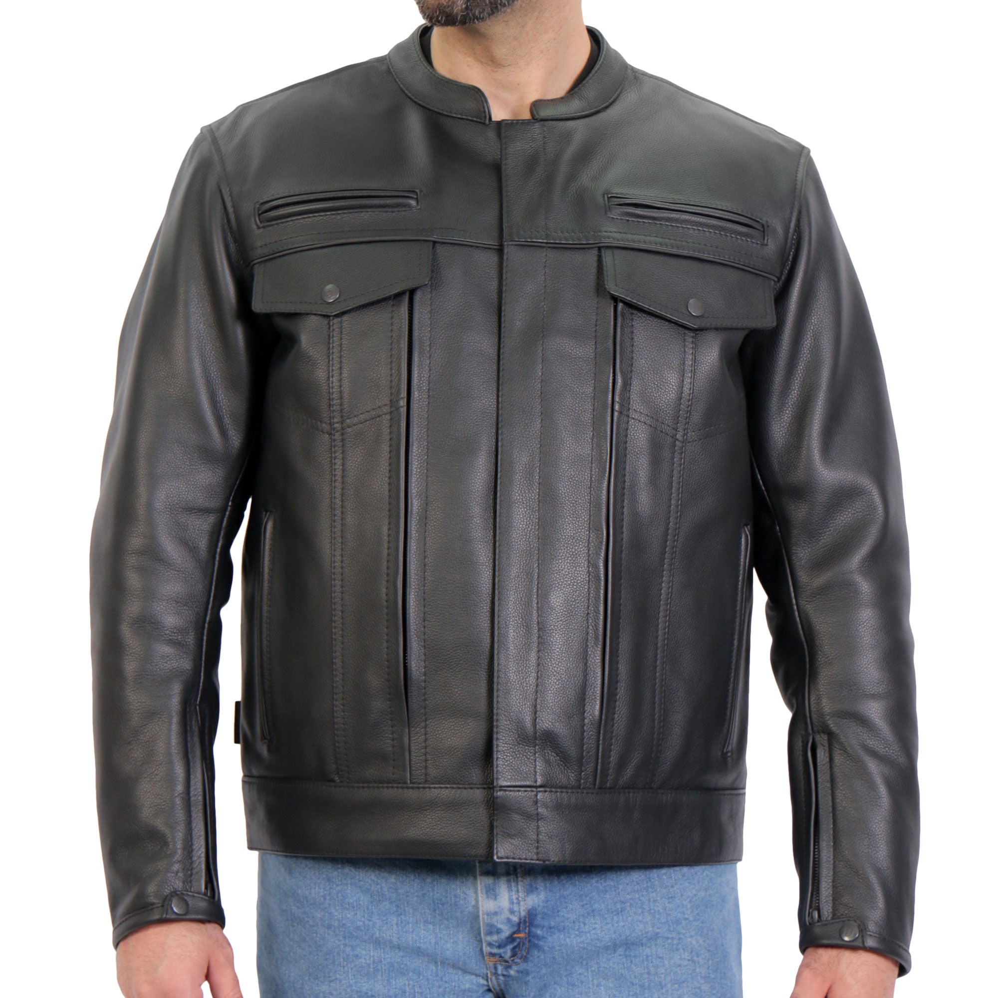 Hot Leathers JKM1028 Men s Black Leather Motorcycle style Biker Jacket