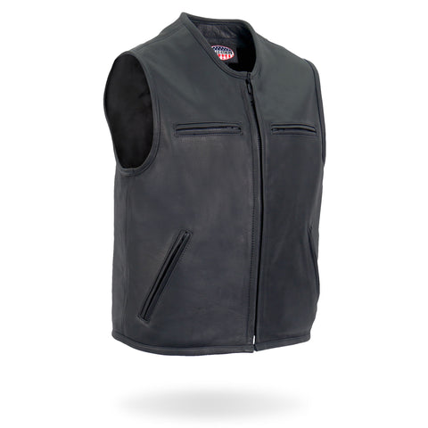 Hot Leathers VSM5001 Men's USA Made Premium Steerhide Motorcycle Leather Biker Club Vest with Gun Pocket