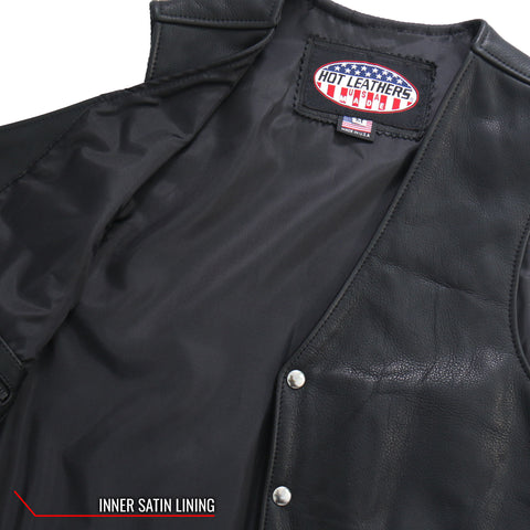 Hot Leathers VSM5003 Men's USA Made Extra Long Back Premium Steerhide motorcycle biker Leather Vest