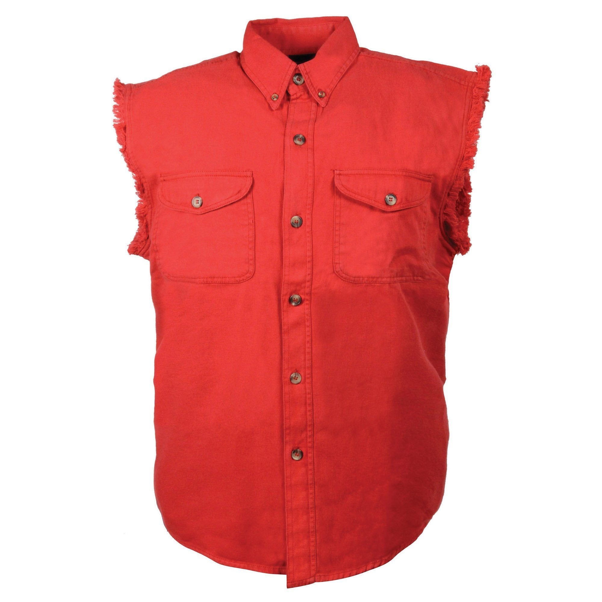 Milwaukee Leather DM4007 Men's Red Lightweight Denim Shirt with