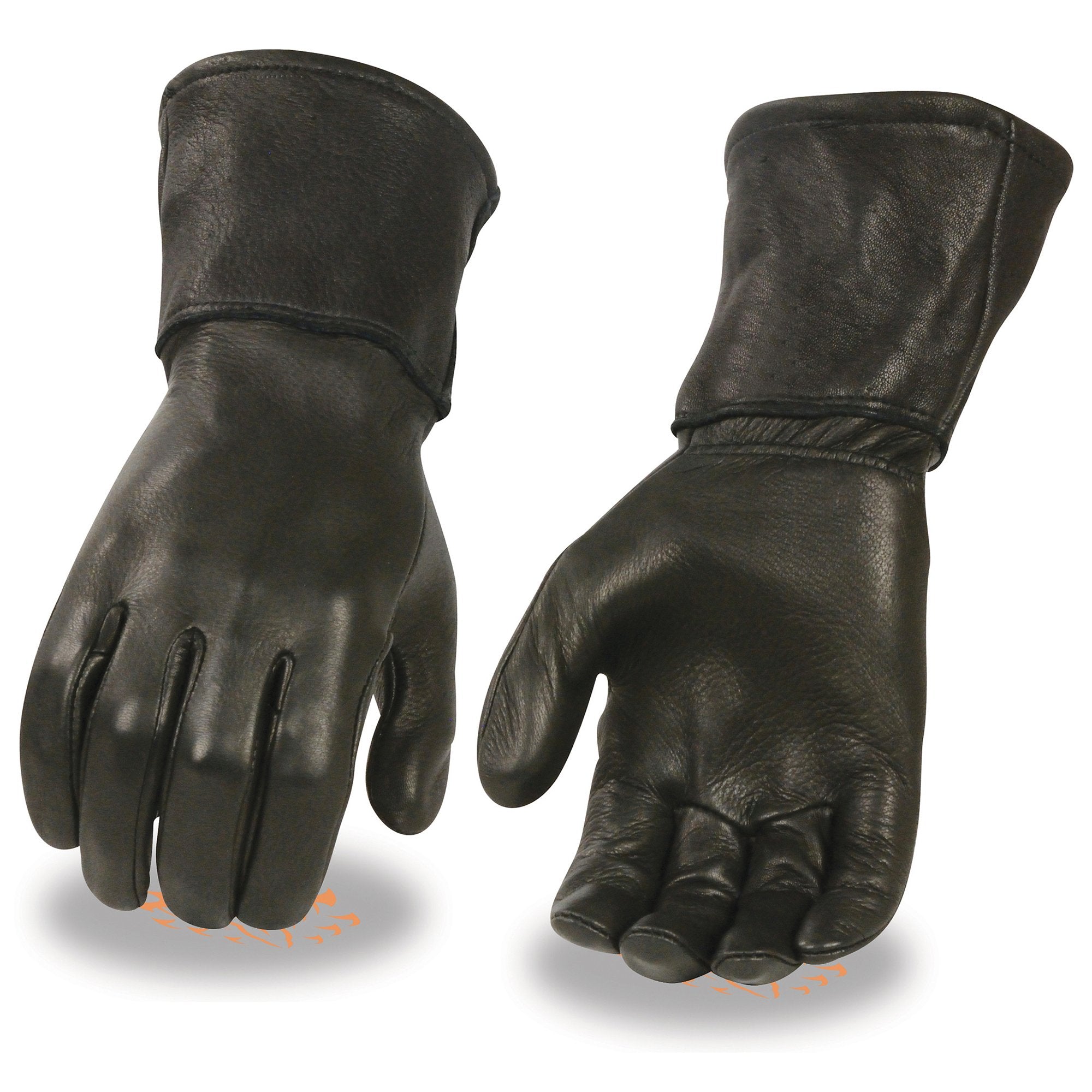 Milwaukee Leather Men's Gauntlet Motorcycle Hand Gloves- Black Deerski