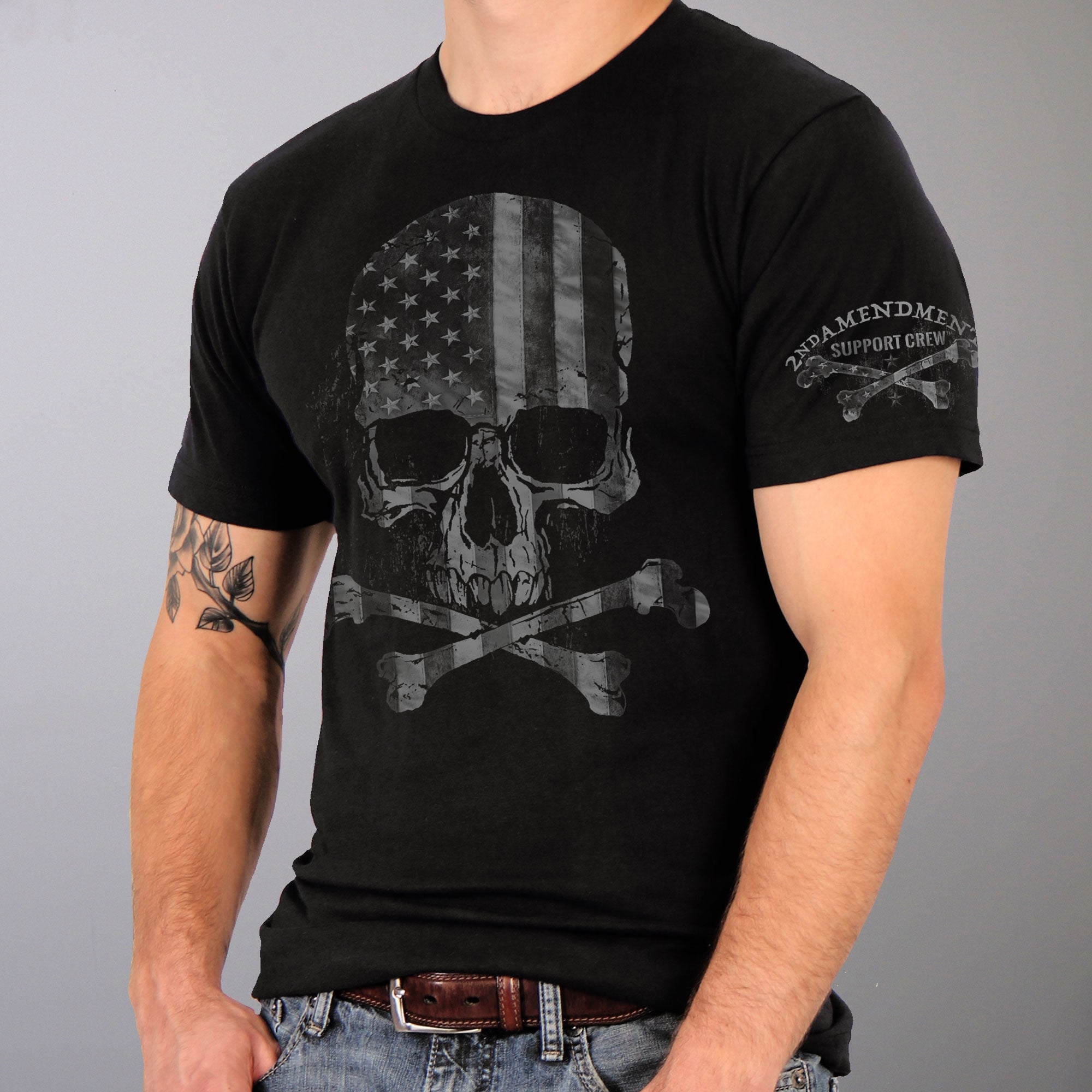 Skull flag t shirt discount