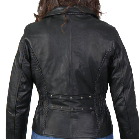 Hot Leathers JKL1009 Ladies Braided Motorcycle Leather Biker Jacket