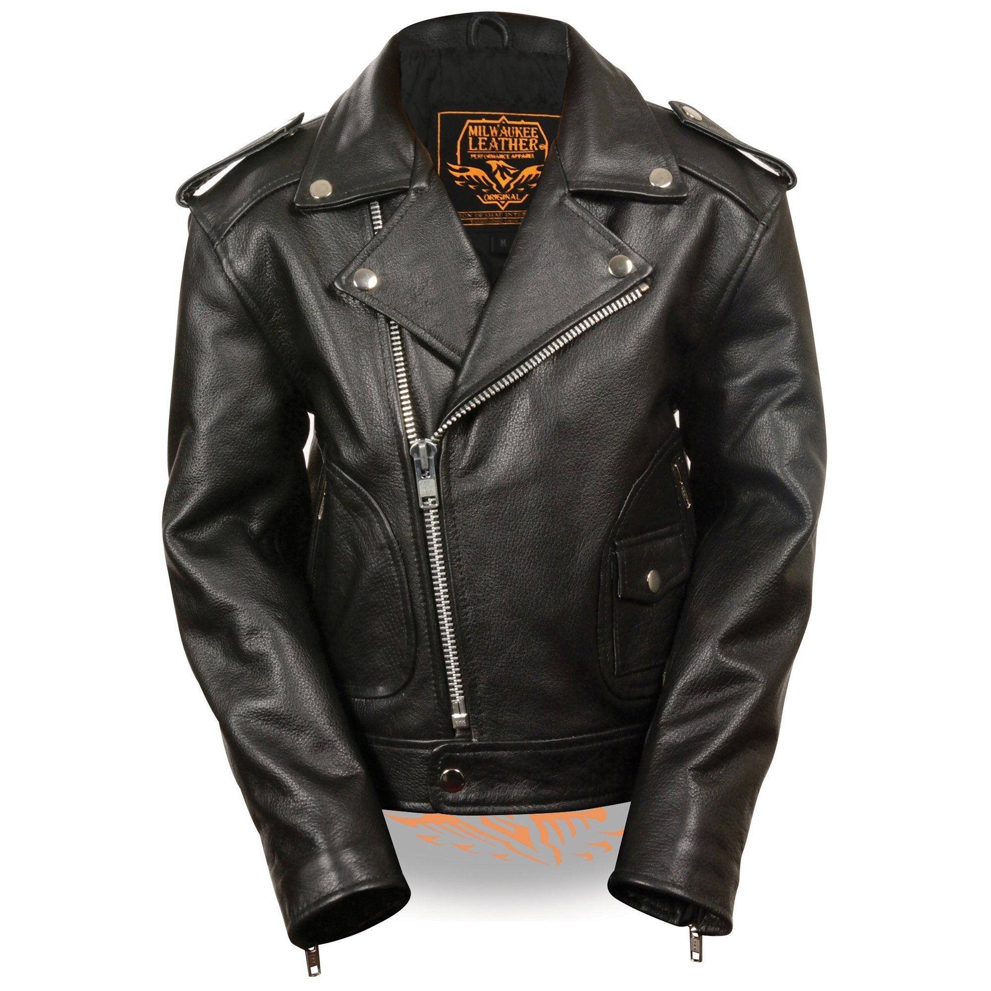 Milwaukee Leather LKK1920 Boy's Black Classic Leather Biker Jacket wit
