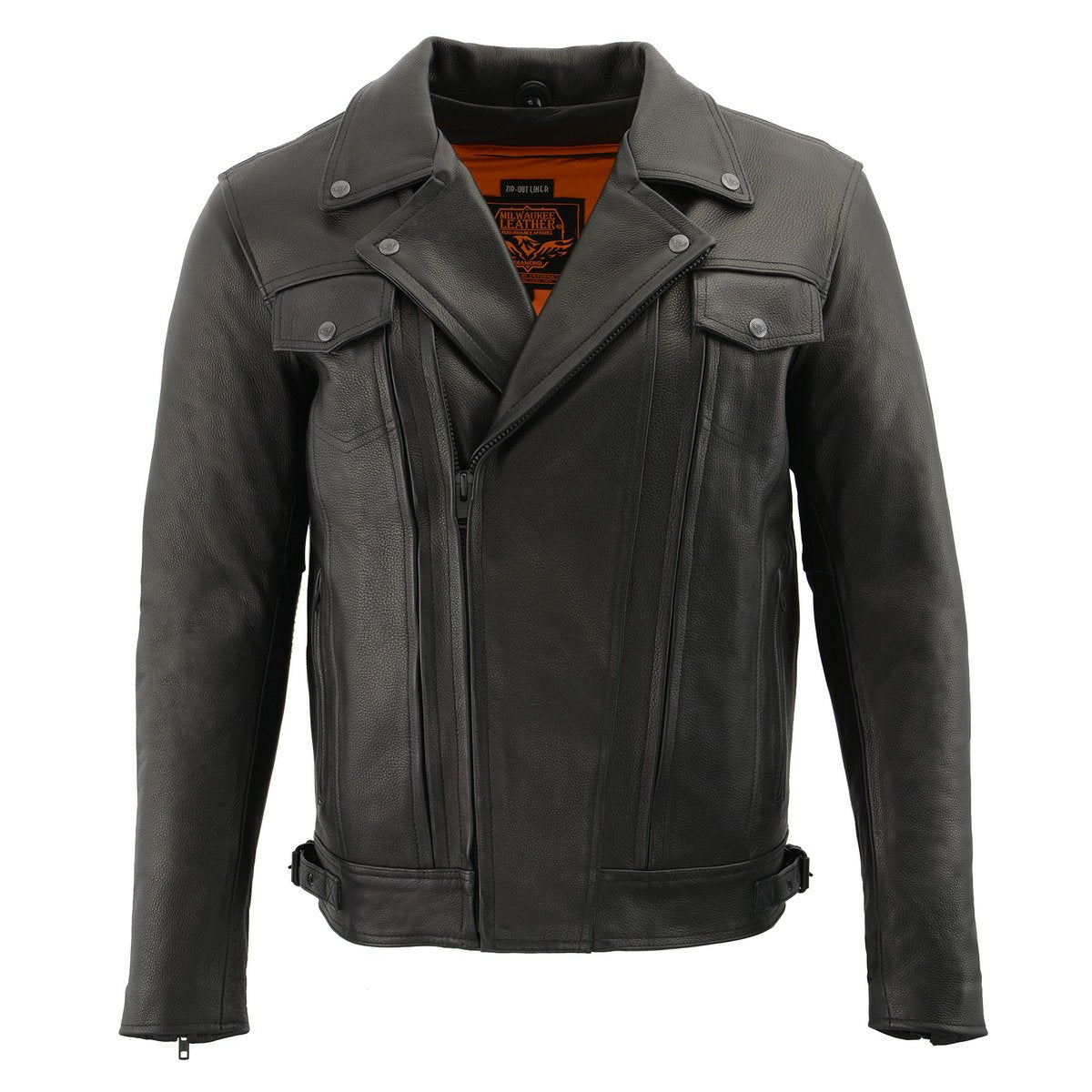 Milwaukee Leather LKM1720T Men s Tall Sizes Black Premium Leather Moto