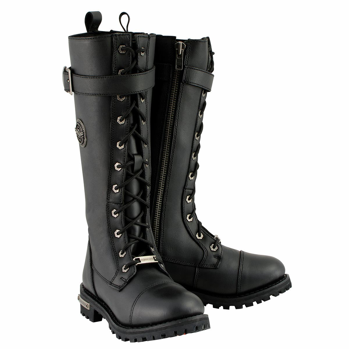 Milwaukee Leather Women's Wide-Width Black 14-inch Lace-Up