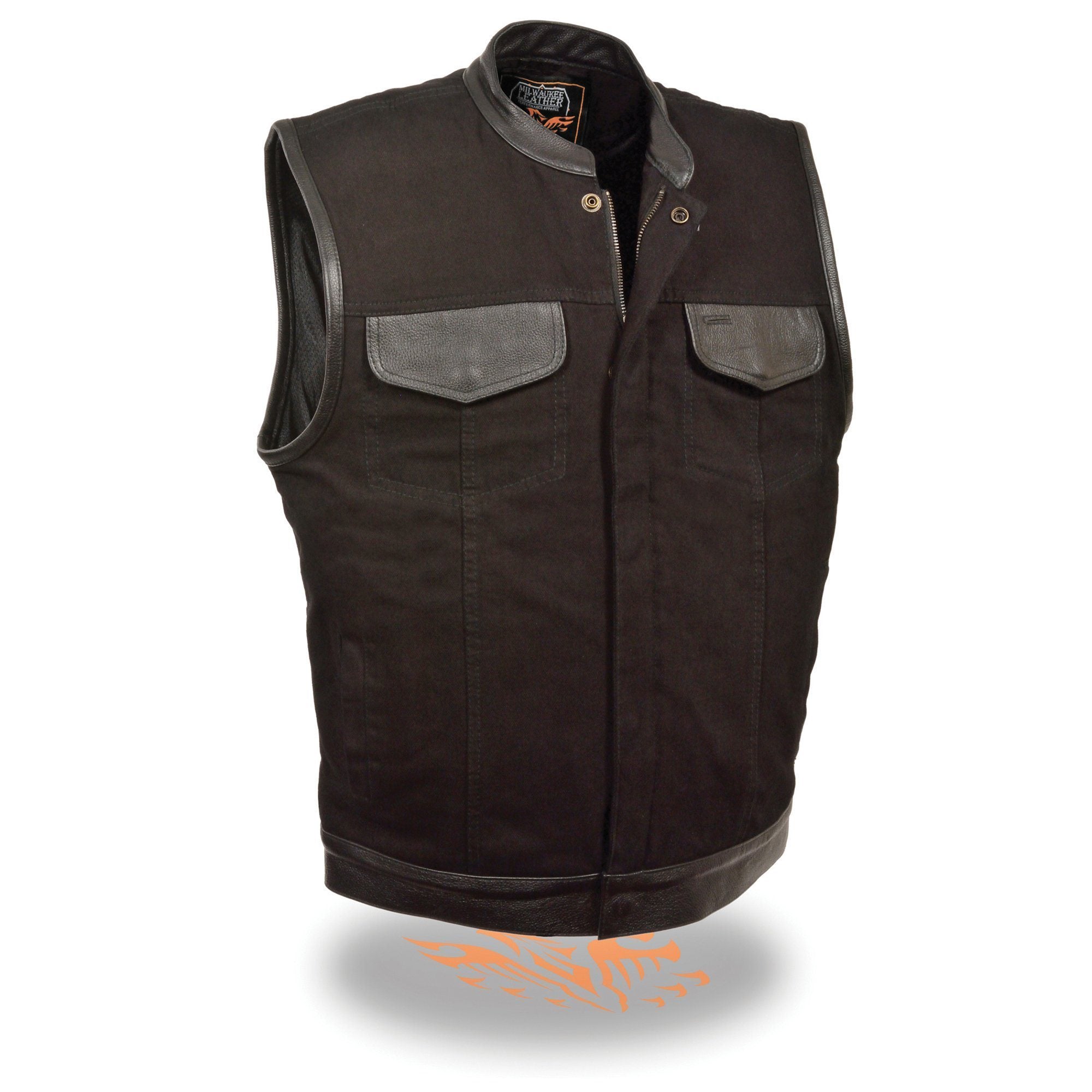Milwaukee Leather MDM3010 Men's Black Denim Club Style Biker Vest with