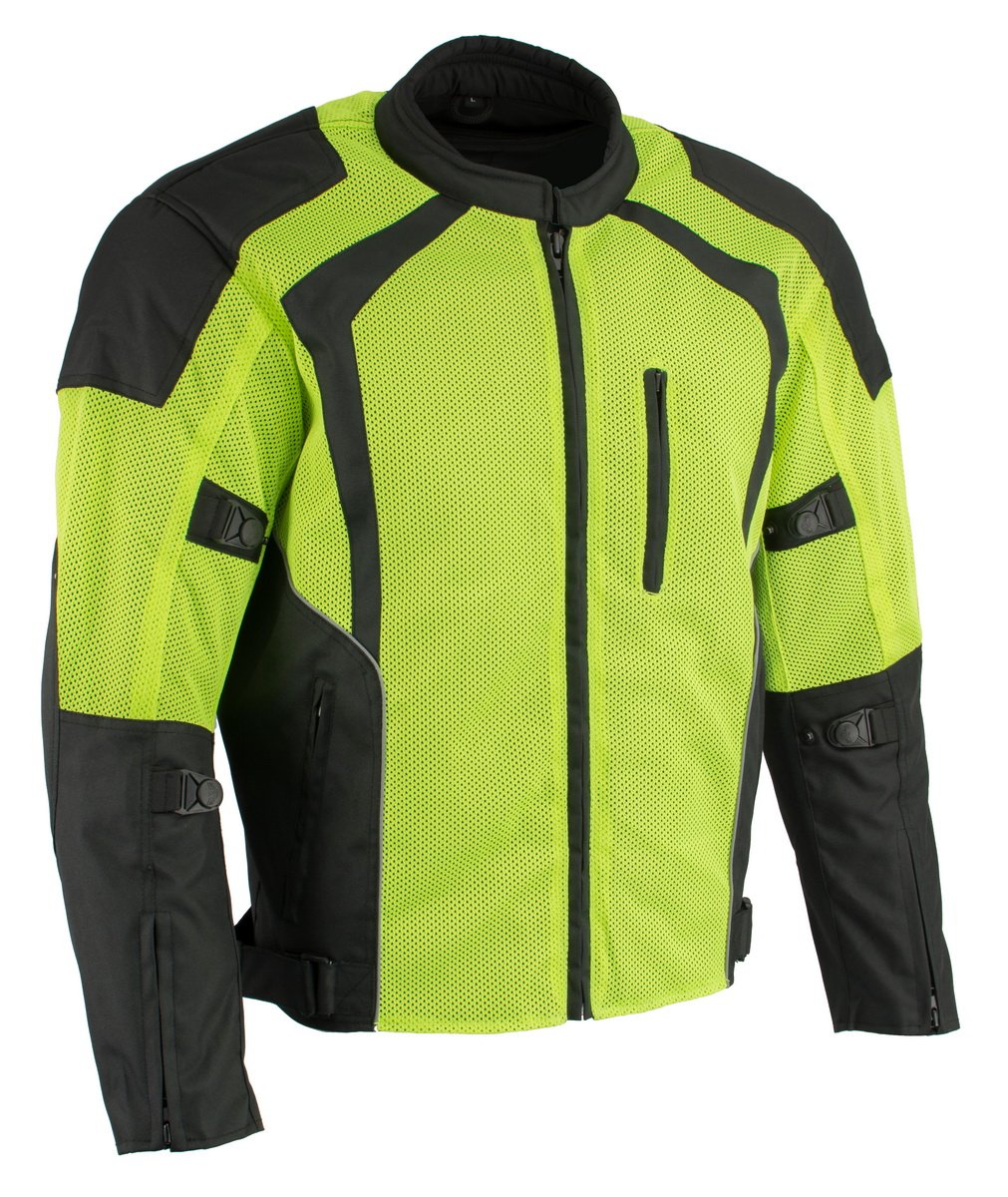 Milwaukee Leather MPM1793 Green High Vis Armored Mesh Motorcycle Jacke