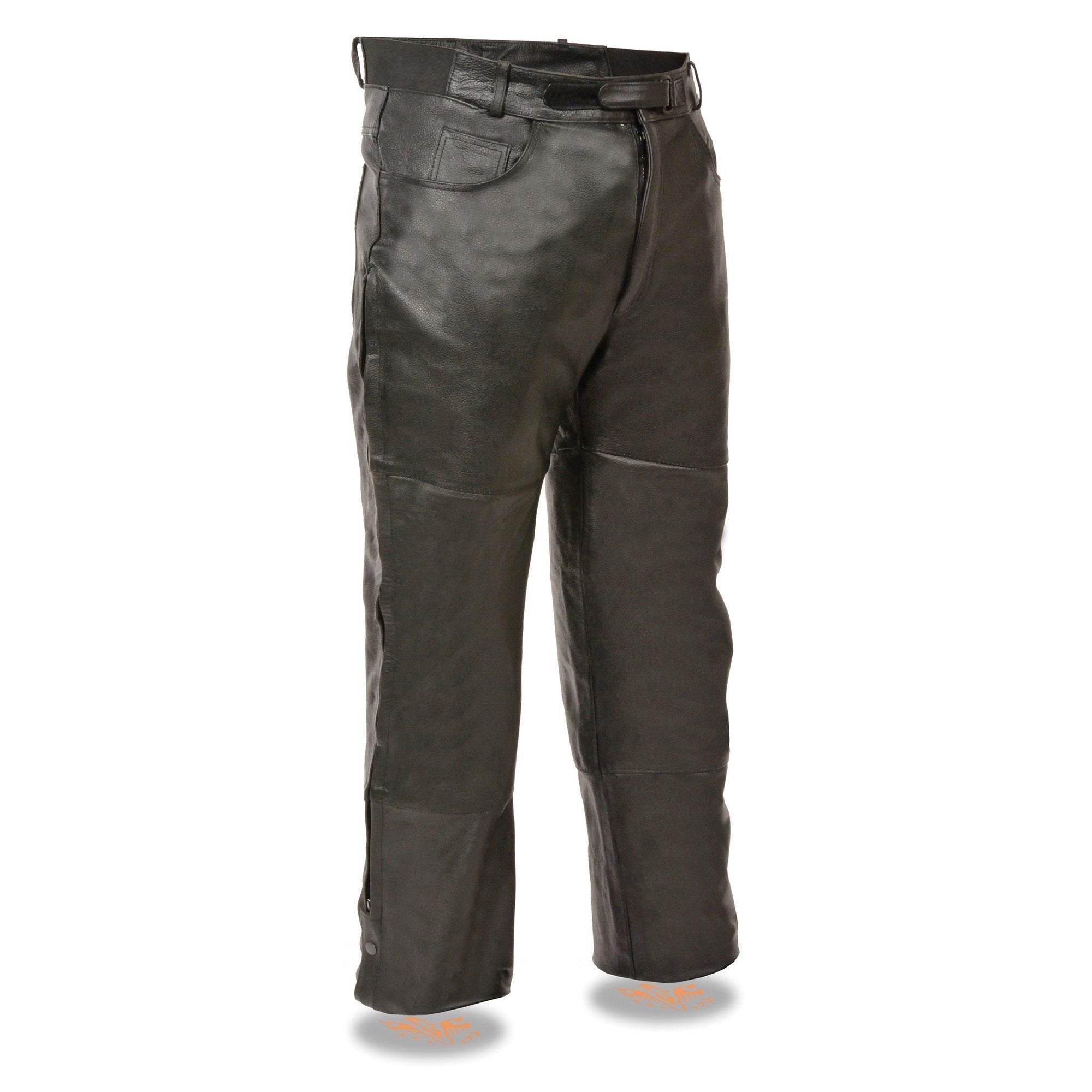 Milwaukee Leather SH1150 Men s Black Leather Motorcycle Over Pants wit