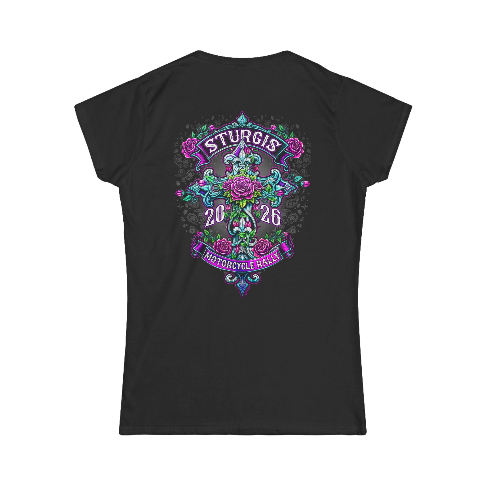 2026 Sturgis Motorcycle Rally Cross De Lis Women's Black T-shirt