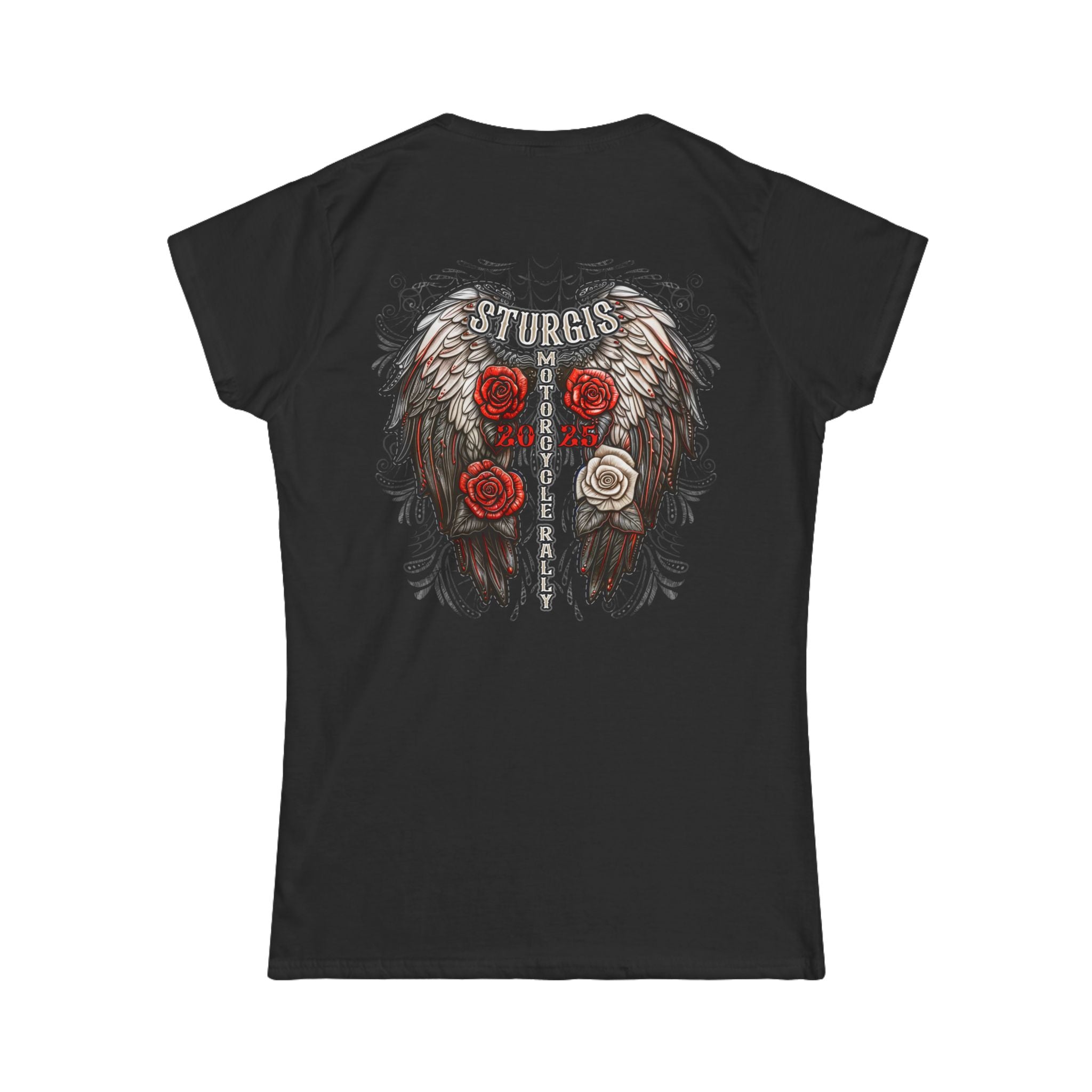 2025 Sturgis Motorcycle Rally  Leather Wings Ladies Black T-Shirt