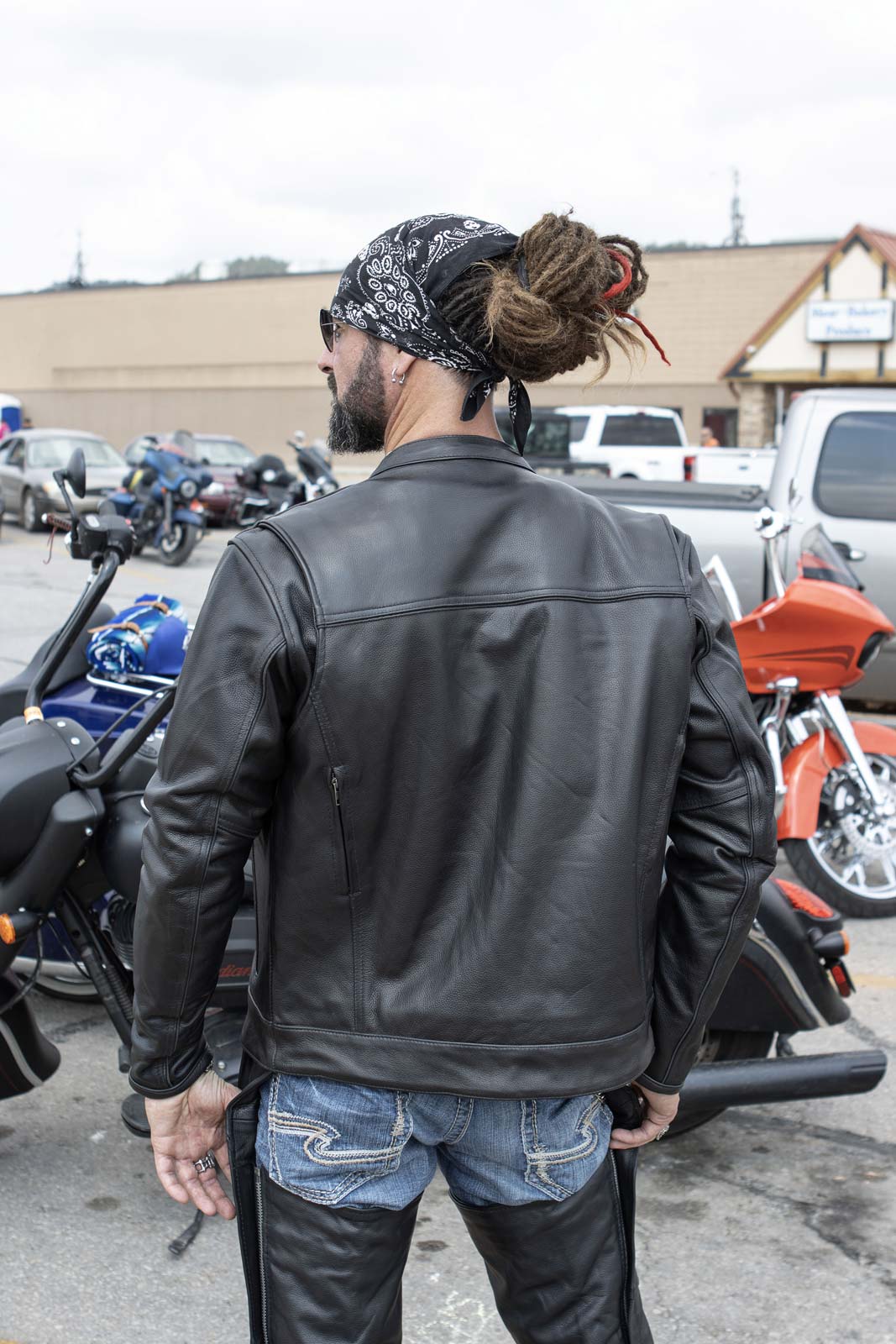 leather denim biker JKT punk y2k 短丈ギャル男