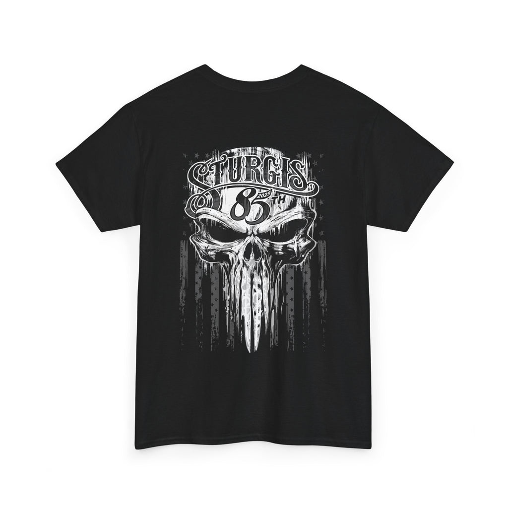 2025 Sturgis Motorcycle Rally Badass Skull Mens Black T-Shirt