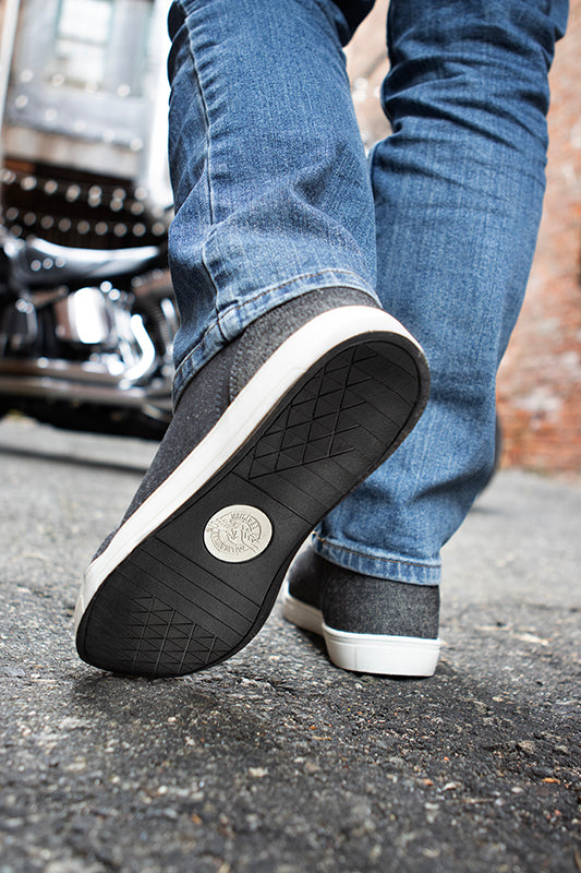 Milwaukee Leather MBM9108 Men's Black Canvas Reinforced Motorcycle Casual Street Riding Shoes w/ Ankle Support