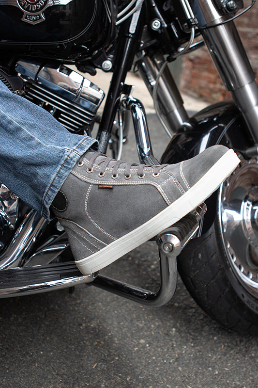 Milwaukee Leather MBM9109 Men's Grey Suede Leather Reinforced Street Riding Waterproof Shoes w/ Ankle Support