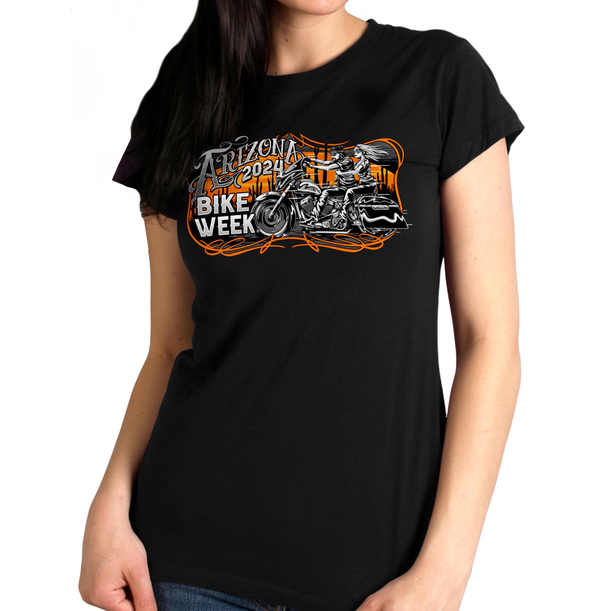 2024 Arizona Bike Week Couple Riders Ladies T-Shirt AZL1458