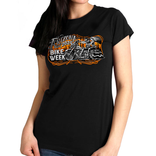 2024 Arizona Bike Week Couple Riders Ladies T-Shirt AZL1458
