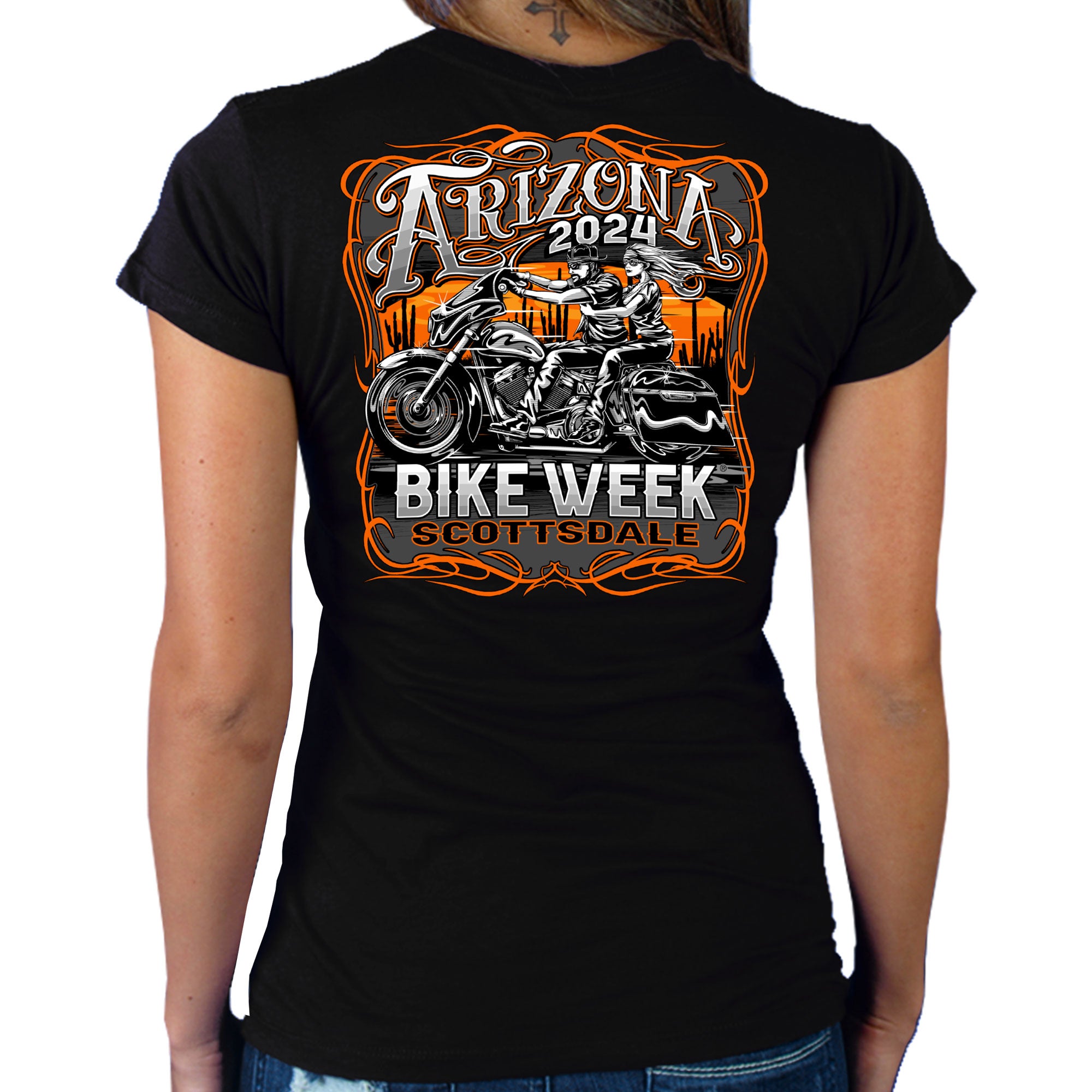 2024 Arizona Bike Week Couple Riders Ladies T-Shirt AZL1458