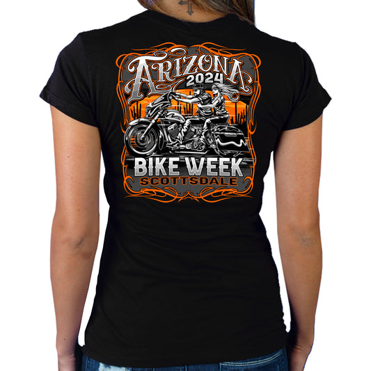 2024 Arizona Bike Week Couple Riders Ladies T-Shirt AZL1458