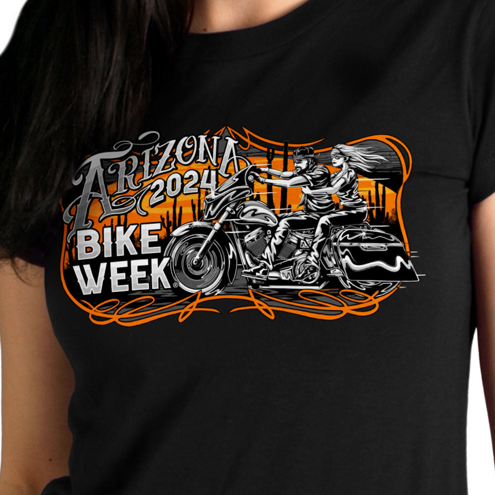 2024 Arizona Bike Week Couple Riders Ladies T-Shirt AZL1458