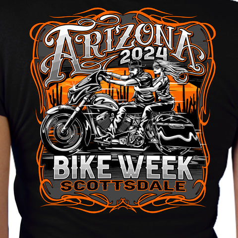 2024 Arizona Bike Week Couple Riders Ladies T-Shirt AZL1458