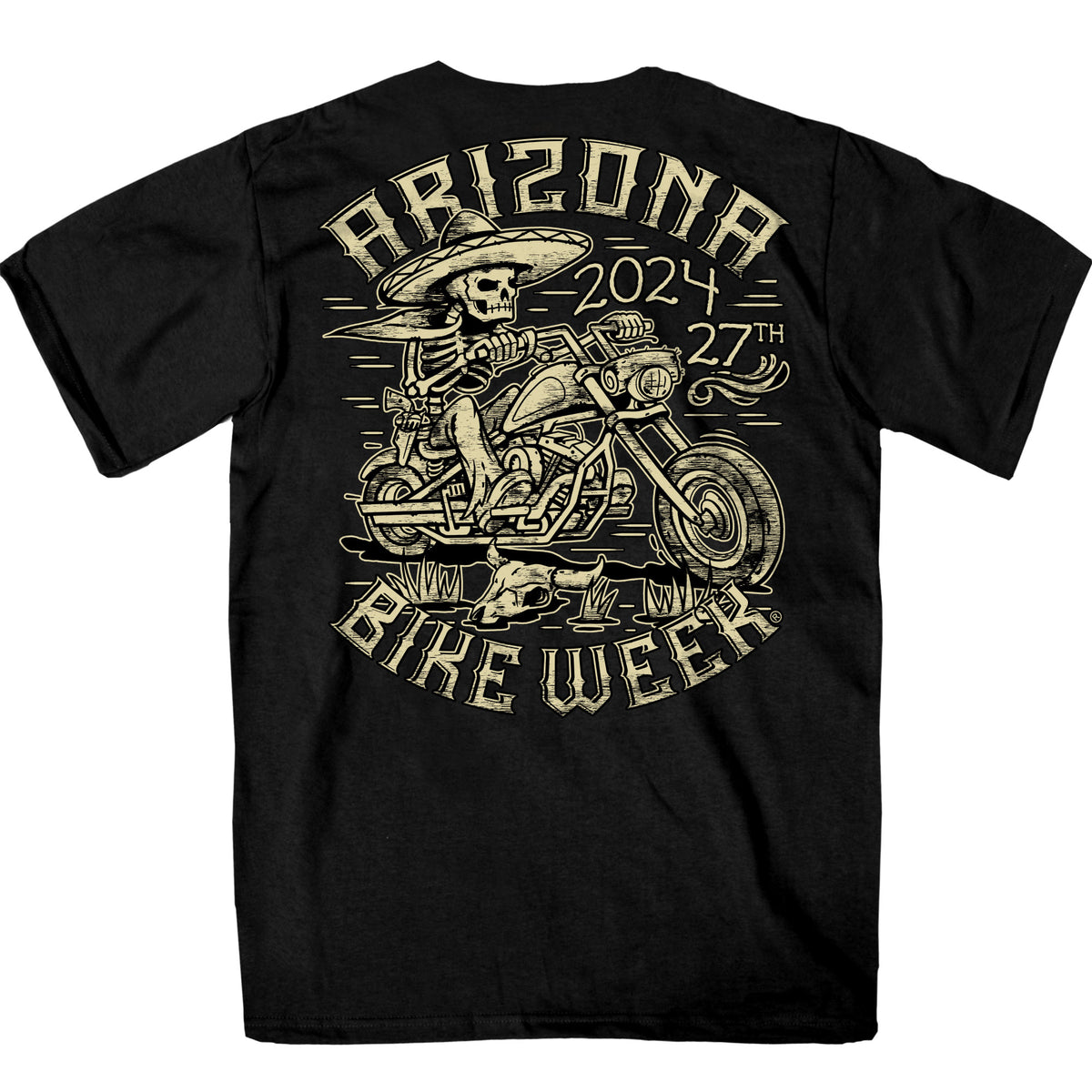 2024 Arizona Bike Week Mexicali Skeleton T-Shirt AZM1371