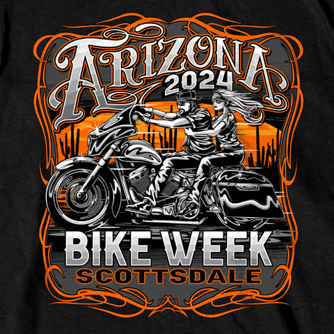 2024 Arizona Bike Week Couple Riders T-Shirt AZM1391