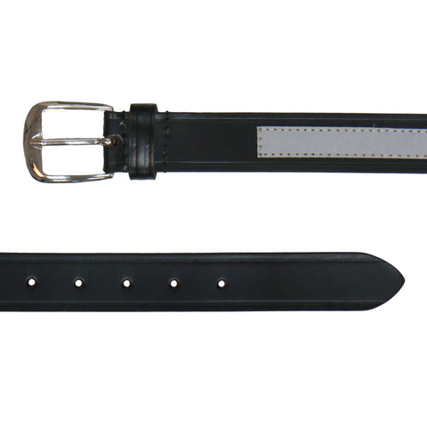 Hot Leathers Leather Gray Stripe Reflector Belt BLA1121