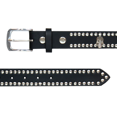 Hot Leathers Leather Belt with Studs and Skulls
