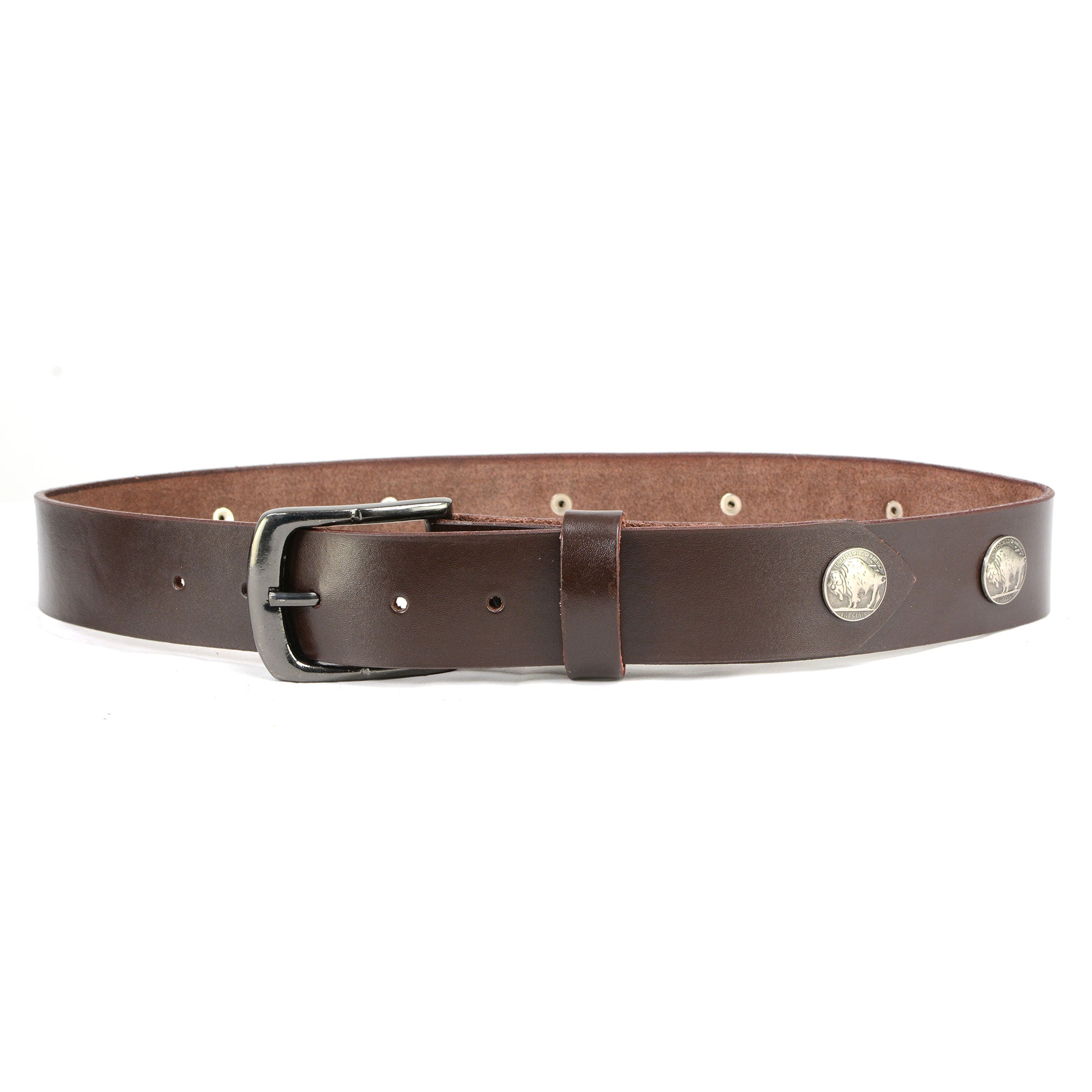 Hot Leathers Buffalo Nickel Brown Leather Belt