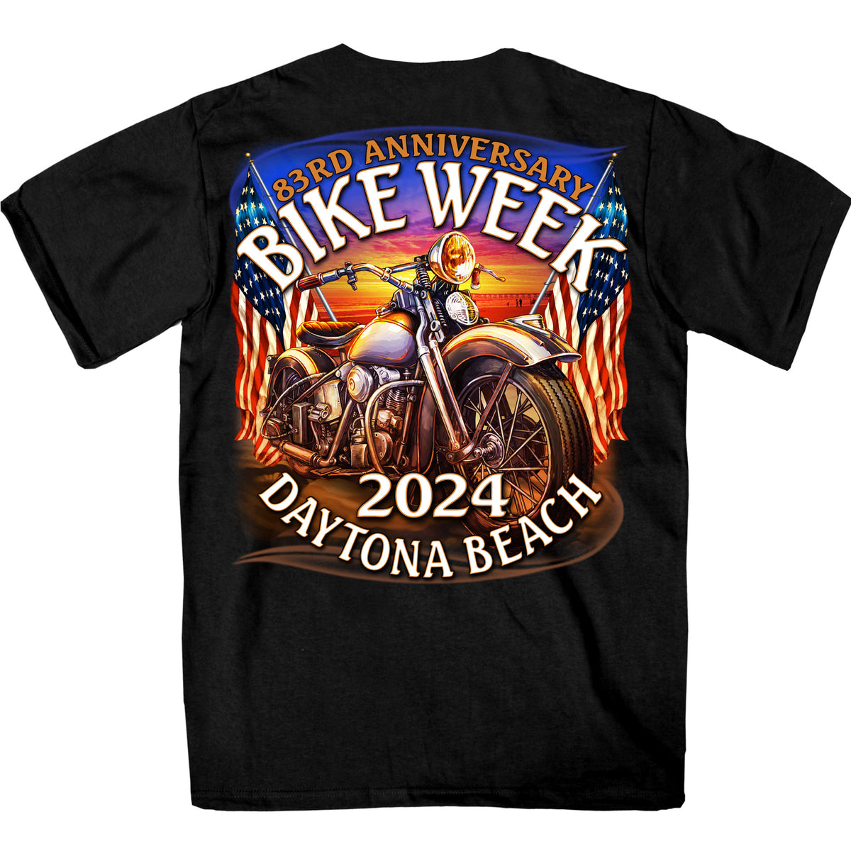 2024 Daytona Bike Week Oceanfront Black T-shirt EDM1197
