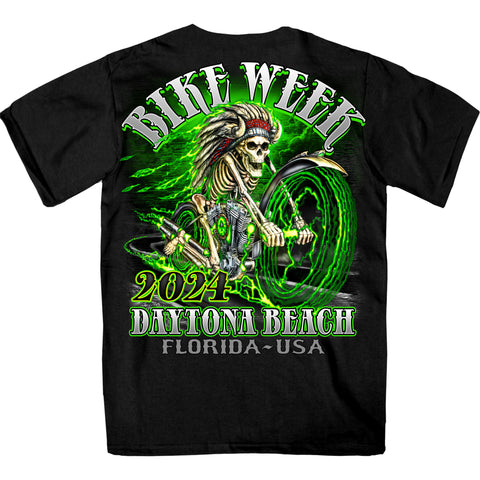 2024 Daytona Bike Week Skeleton Chief Black T-shirt EDM1199