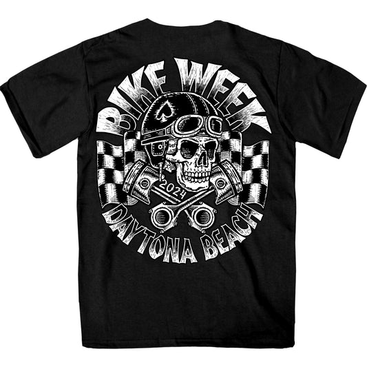2024 Daytona Beach Bike Week Vintage Skull Black T-shirt EDM1200