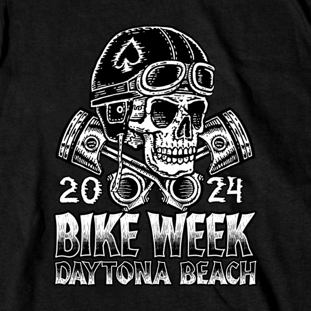 2024 Daytona Beach Bike Week Vintage Skull Black T-shirt EDM1200