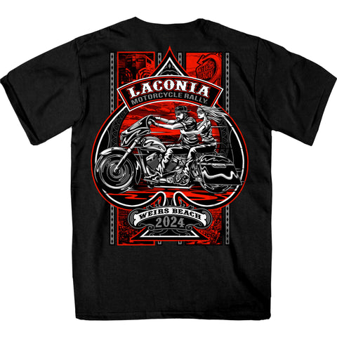 2024 Laconia Bike Week Couple Riders Black T-shirt ELM1060
