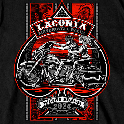 2024 Laconia Bike Week Couple Riders Black T-shirt ELM1060