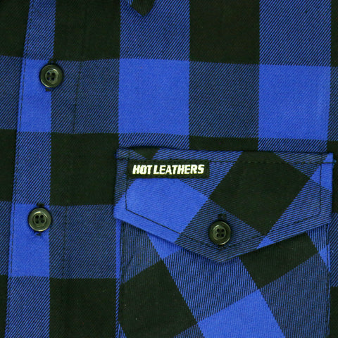 Hot Leathers No Sleeve Fringe Blue and Black Flannel FLM5208