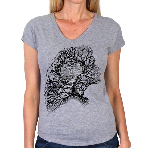 Hot Leathers Riding Tree Silhouette V Neck T-shirt GLC1591
