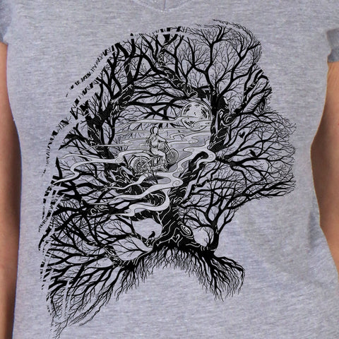 Hot Leathers Riding Tree Silhouette V Neck T-shirt GLC1591