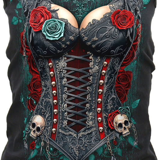 Hot leathers Gothic Corset Women Black Tank Top GLC2588